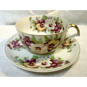 SAJI Fancy China Hand Painted Tea Cup & Saucer Occupied Japan Flower Design